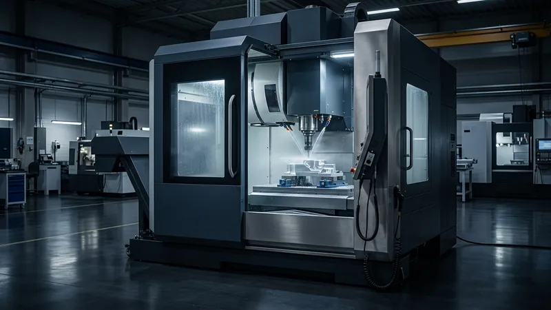 High-precision CNC turning and milling production cell in an industrial manufacturing plant
